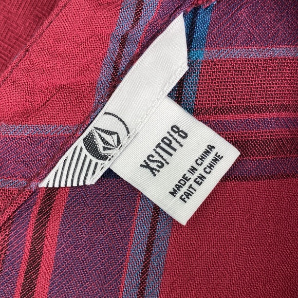 Volcom Red Plaid Short Sleeve Mini Skater Dress - Picture 12 of 14
